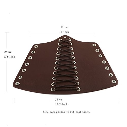 HZMAN 2 Pack Unisex Faux Back Leather Gauntlet Wristband Wide Bracer Arm Armor Cuff (Brown 2Pcs) - Image 3