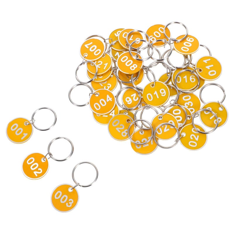 Metal Number Tags Key Ring Labels Set Yellow 1 30 Luggage Id Storage Tags For Office Locker Travel Organization - Image 2