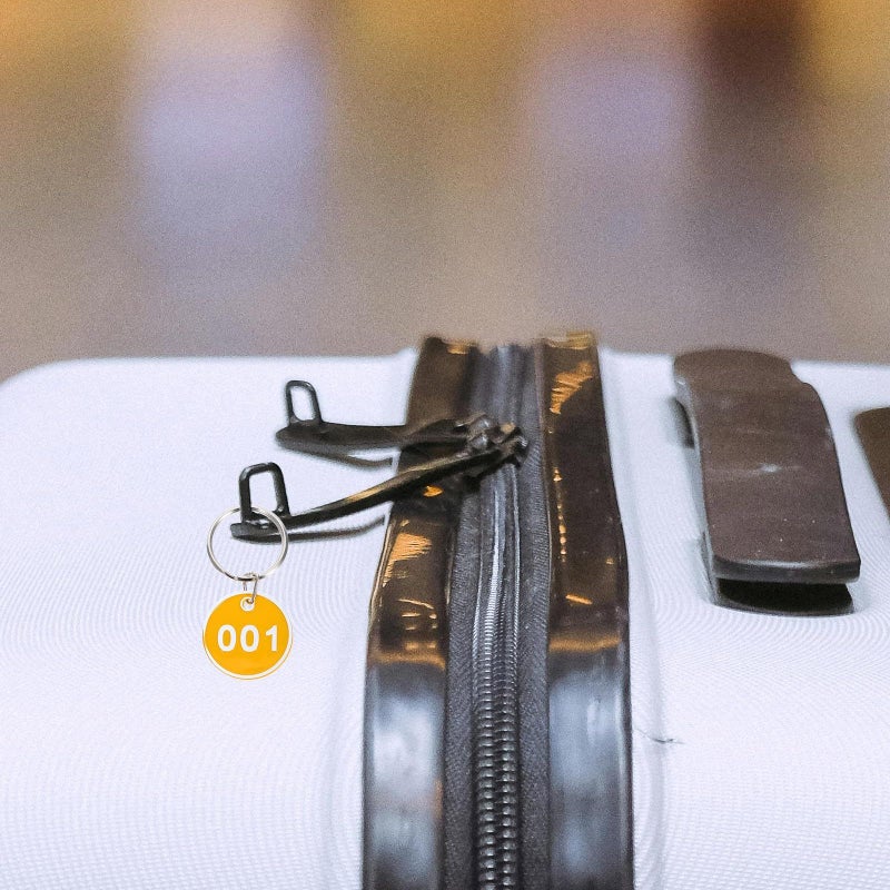Metal Number Tags Key Ring Labels Set Yellow 1 30 Luggage Id Storage Tags For Office Locker Travel Organization - Image 5