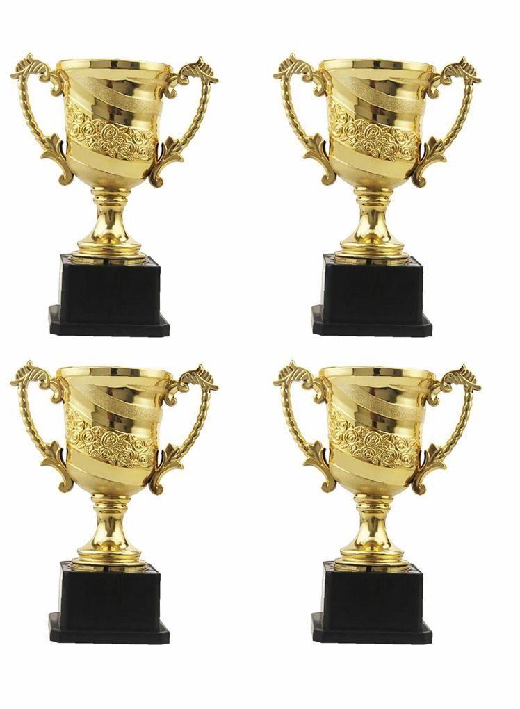Y&D Trophies,Gold Plastic Trophy Cup Winner Medals for Kid Party Sports Awards Bag Fillers - Image 1