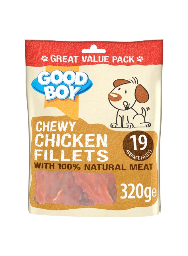 Good Boy Chicken Fillets Chewy Dog Treats 320g Value Pack – Tasty Reward - Image 1