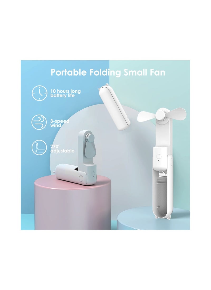 Mini Fan 3 IN 1 Rechargeable Hand Fan Foldable Small Fan With Power Bank Function 2000mAh Cooling Fan