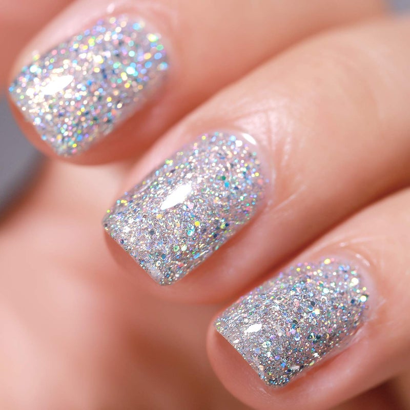 Gel Nail Polish Glitter UV Gel Soak Off Nail Gel Polish Sparkle Color Manicure Pedicure (Diamond Silver)