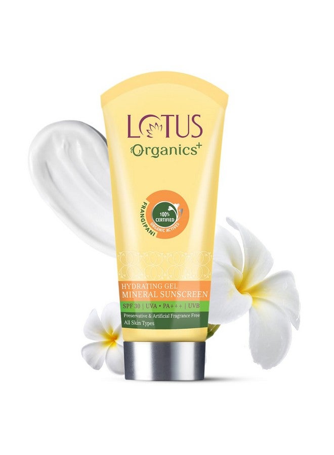 Lotus Organics+ Hydrating Gel Mineral Sunscreen | No White Cast | Fast Absorbing | Certified Organic | Spf 30 | Pa+++ | Sulphate & Paraben Free | All Skin Types | 100G  - Image 1