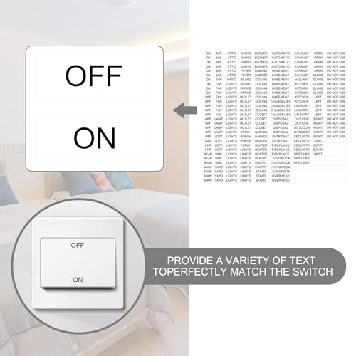 LT Easiyl 500Pcs Light Switch Label Sticker Clear Transparent with Text Includes 40 Blank Labels for Home Kitchen Bathroom Office School Stickers 22.1x20.6cm - Image 3
