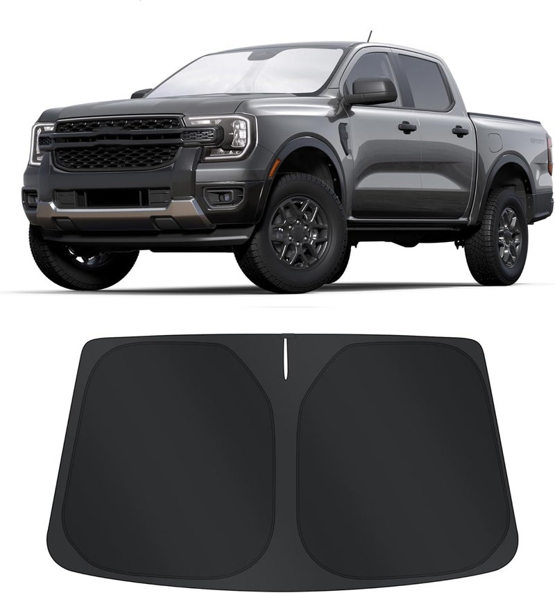 TINGLU Sun Shade for Ford Ranger 2019-2024 2025 2026 Accessories Windshield Sun Shade Window Shade UV Rays Protection Sun Visor Cover with Steering Wheel Sunshade Storage Bag - Image 1