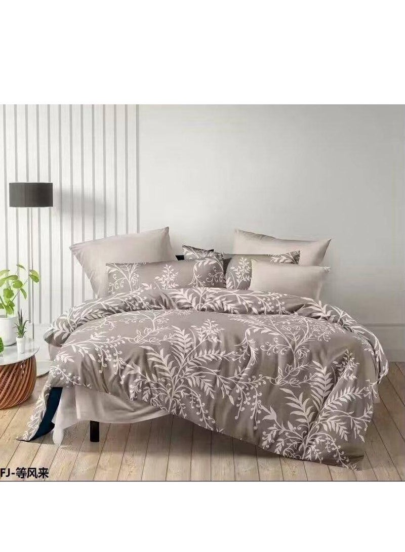 New Comforter set 6pcs set glazed cottonKing size 1-PC fitted bedsheet 200 * 200cm,1-PCS Comforter 220 * 240 fixed, 4PCS Super Soft Pillowcases