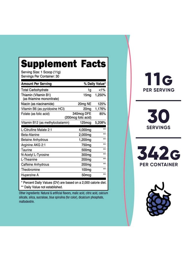 مسحوق نيوتريكوست قبل التمرين للنساء، بنكهة التوت الأزرق، 30 وجبة - Image 2