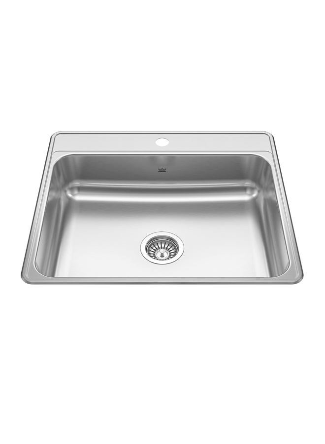 KINDRED CSLA2522-6-1N Creemore 25-in LR x 22-in FB x 6-in DP Drop In Single Bowl 1-Hole Stainless Steel Sink, 25" x 22" - Image 1