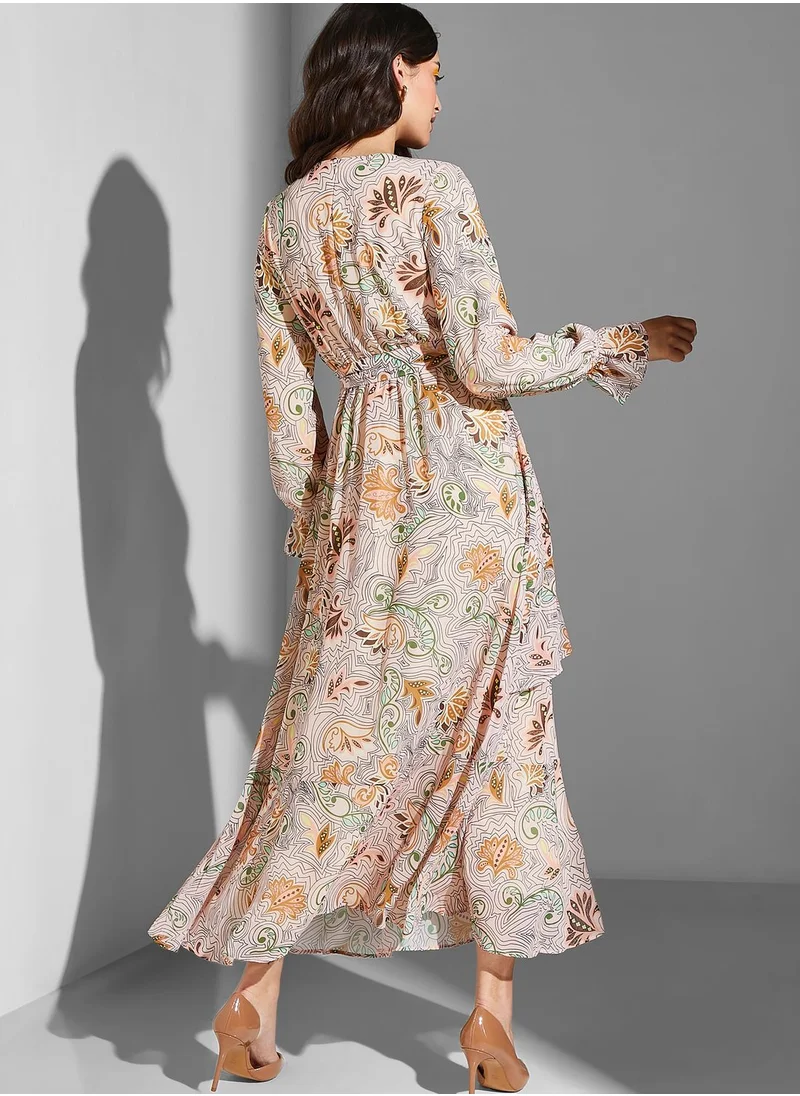 Namshi x Modanisa Floral Ruffle Puff Sleeve Dress