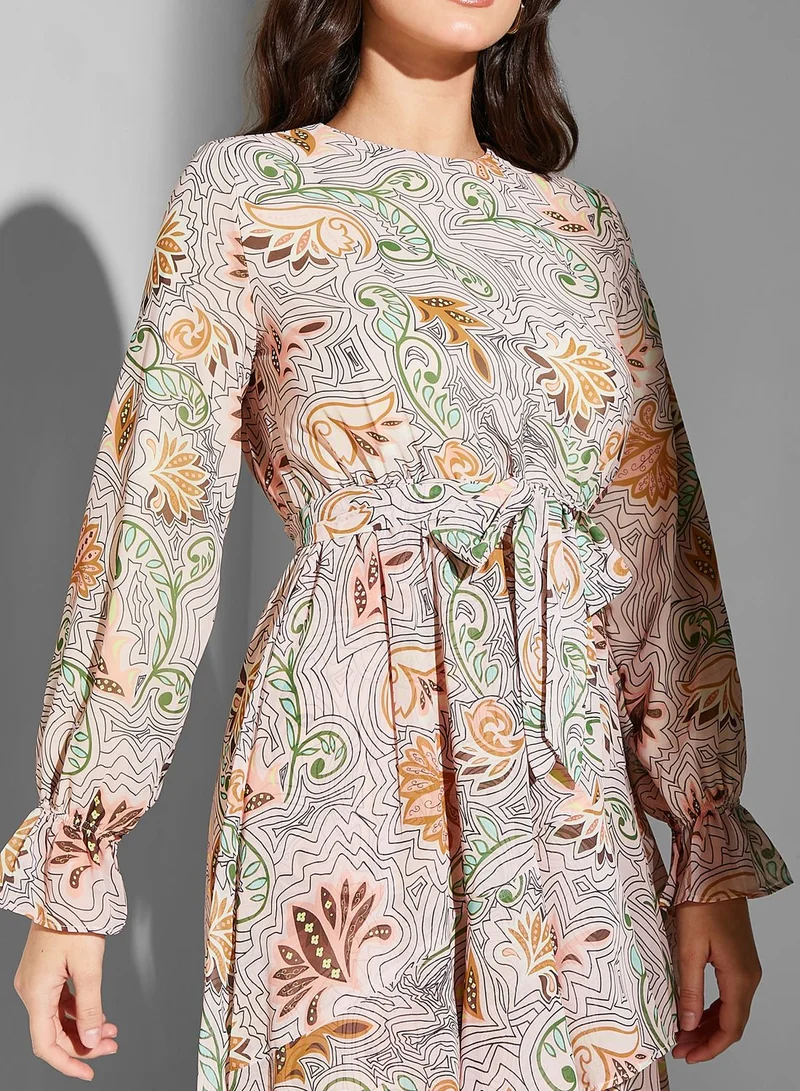 Namshi x Modanisa Floral Ruffle Puff Sleeve Dress