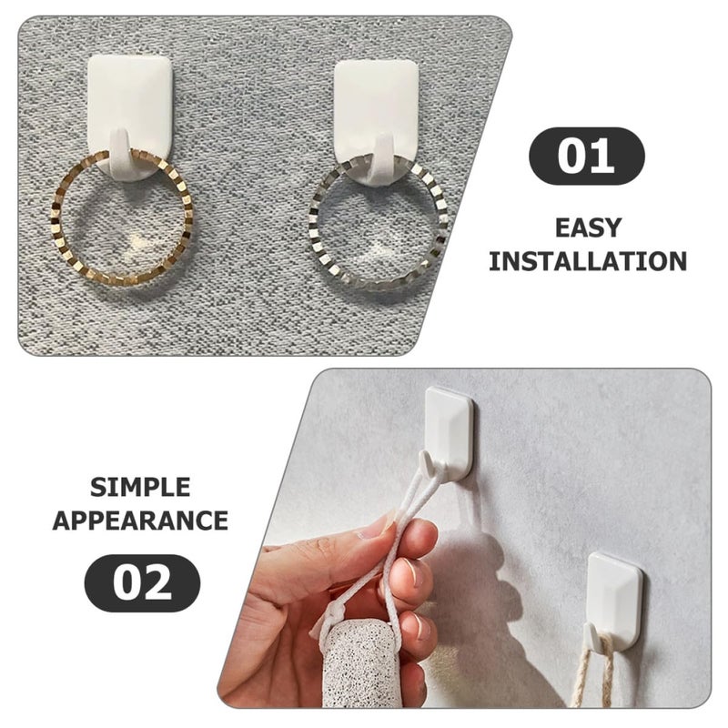 24Pcs White Adhesive Wall Hooks Multipurpose Sticky Hangers for Home Organization - Image 4