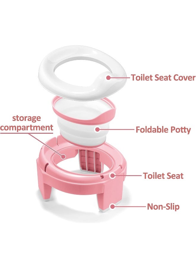 MCGMITT Portable Potty Seat for Kids Travel - Foldable Training Toilet Chair for Toddler Girls with Storage Bags for Outdoor and Indoor Easy to Clean(Pink) - Image 4