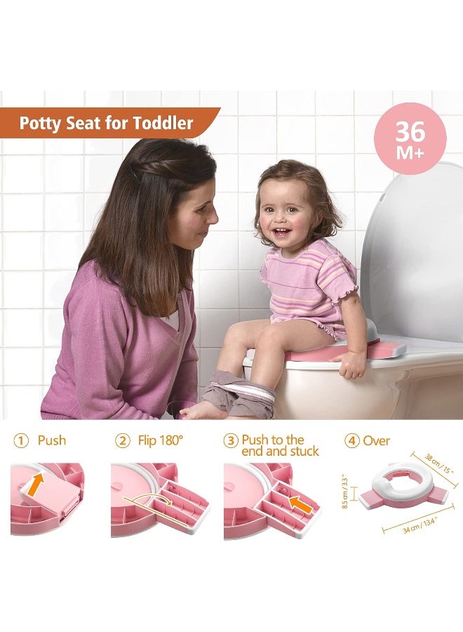 MCGMITT Portable Potty Seat for Kids Travel - Foldable Training Toilet Chair for Toddler Girls with Storage Bags for Outdoor and Indoor Easy to Clean(Pink) - Image 3