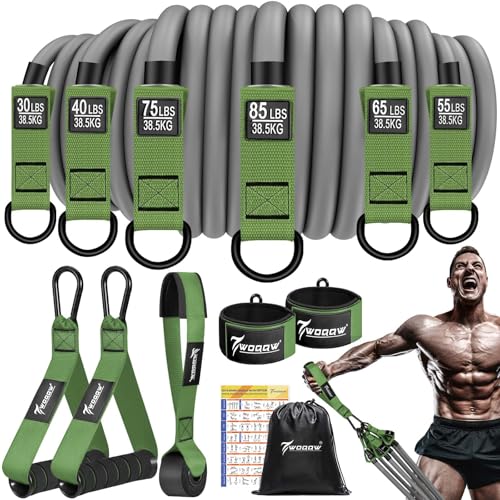 WOQQW Heavy Resistance Bands for Working Out, 350lbs/450lbs Exercise Bands with Handles, Workout Bands Set for Men, Fitness Weight Bands for Muscle Strength Training,Stretching,Slim,Home Gym Equipment - Image 1