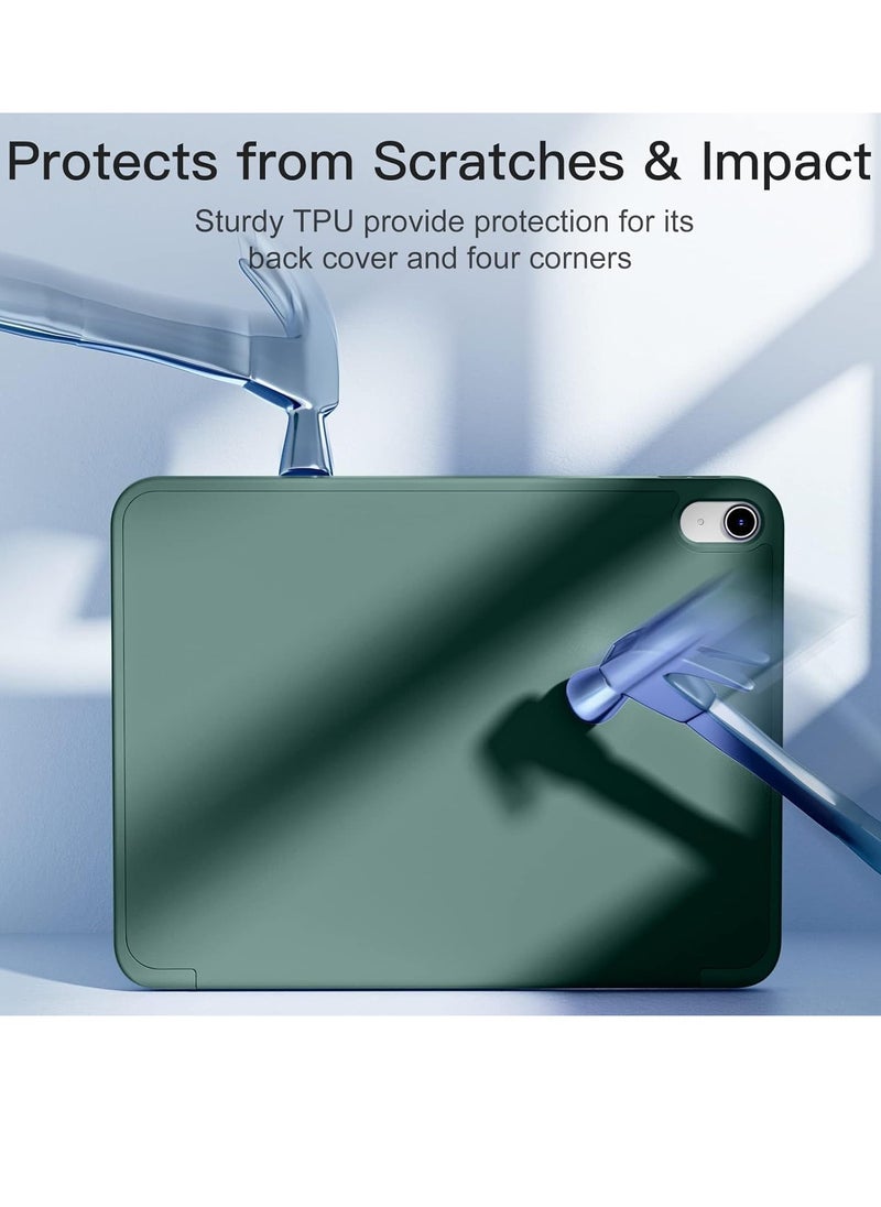 Compatible with iPad 10th Generation Case (10.9-Inch, 2022) | Slim Trifold Stand Protective Cover with Pencil Holder | Auto Sleep/Wake Function | Soft TPU Back | Shockproof, Lightweight & Durable Tablet Case PINE GREEN