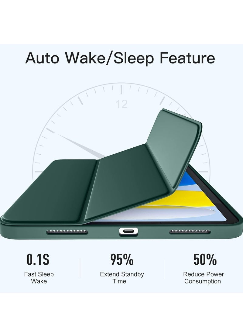Compatible with iPad 10th Generation Case (10.9-Inch, 2022) | Slim Trifold Stand Protective Cover with Pencil Holder | Auto Sleep/Wake Function | Soft TPU Back | Shockproof, Lightweight & Durable Tablet Case PINE GREEN