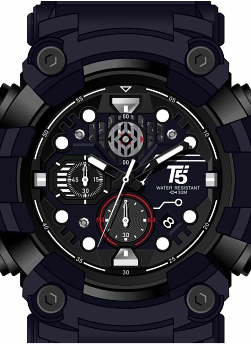 T5 - T5 Mens Chronograph Silicone Strap Watch H4011G - Image 1
