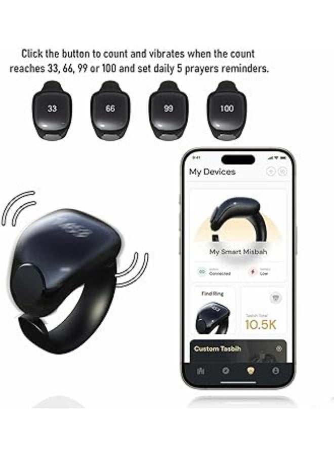 عداد تسبيح ذكي بحلقة ذكر، عداد تسبيح رقمي مع شاشة OLED ودعم التطبيق، عداد أصابع مقاوم للماء، خاتم التسبيح الذكي للشحن المغناطيسي، خاتم أسلامي للمسلمين، 20 ملم و22 ملم - Image 3