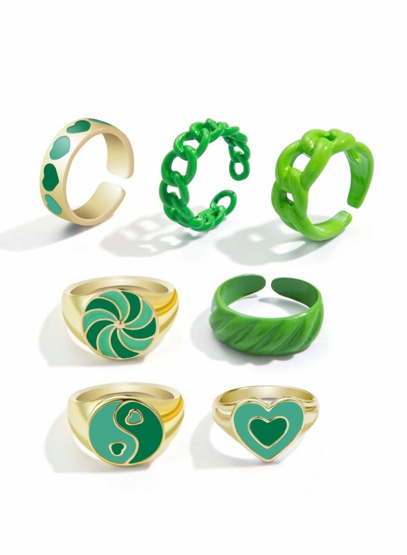 lovely Rings for Women, Chunky Rings Jewelry Fashion Colorful Rings Stackable Rings Sets - Image 1