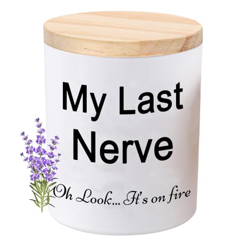 BFJLIFE Candles Gifts for Women Funny Unique Novelty My Last Nerve Candle Christmas Birthday Gift for Sister Best Friend Stocking Stuffers for Women Lavender Scented Soy Candle - Image 1