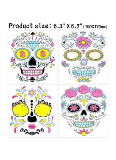 HOWAF Day of The Dead Mexican Veil Headband with Halloween Face Temporary Tattoo Stickers, Rose Flower Black Lace Head Veil for Halloween Party Costume, Sugar Skull Headpiece for Mexican Fiesta Decora  - Image 3