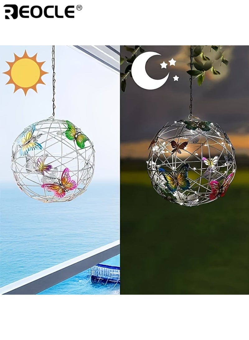 ريوكل فانوس كرة فراشة يعمل بالطاقة الشمسية ضوء LED خارجي معلق شحن شمسي ٦٠٠ مللي أمبير ضوء أجواء للمهرجانات الحديقة الفناء ديكور - Image 4