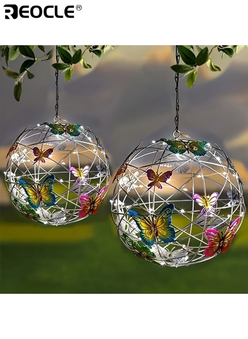 ريوكل فانوس كرة فراشة يعمل بالطاقة الشمسية ضوء LED خارجي معلق شحن شمسي ٦٠٠ مللي أمبير ضوء أجواء للمهرجانات الحديقة الفناء ديكور - Image 5