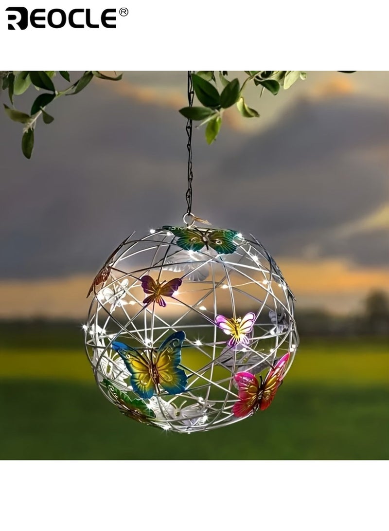 ريوكل فانوس كرة فراشة يعمل بالطاقة الشمسية ضوء LED خارجي معلق شحن شمسي ٦٠٠ مللي أمبير ضوء أجواء للمهرجانات الحديقة الفناء ديكور - Image 1