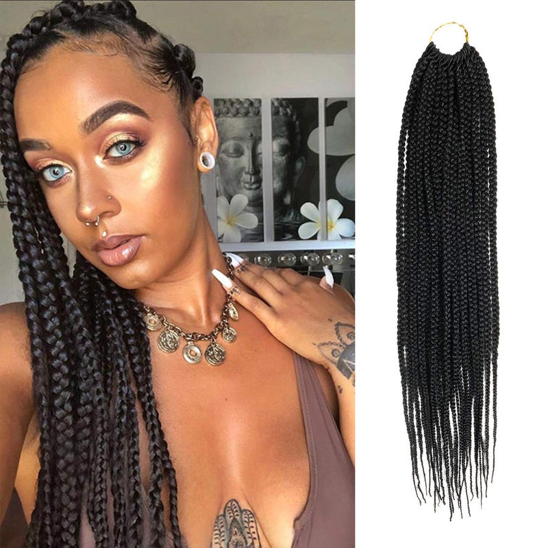 22 Inch 7 Pack AUTHENTIC Box Braid Crochet Hair Crochet Box Braids Hair Mambo Twist Braiding PreStretched Pre Looped Synthetic Hair Extensions 22 Inch Pack of 7 1B Off Black