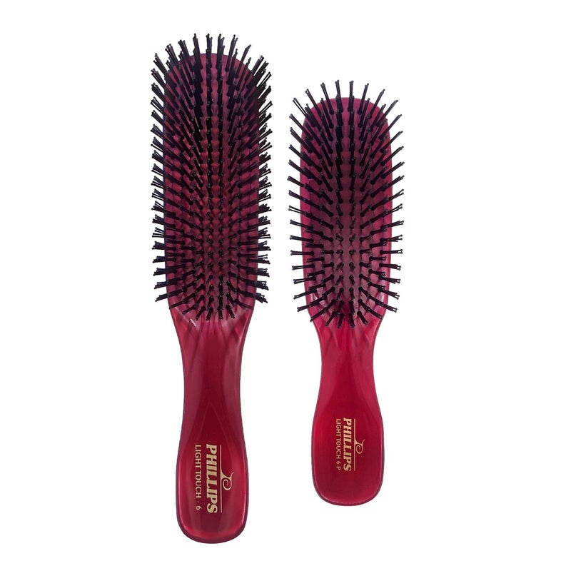 Phillips Brush Light Touch 6 Ruby Red Hair Brush and Phillips Brush Light Touch 6 Purse sized Ruby Red combo pack by Phillips Brush