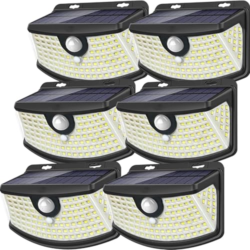 Aootek أضواء استشعار الحركة الشمسية الجديدة من Aootek 120 LED مع عاكس الضوء، زاوية واسعة 270°، مقاومة للماء IP65، أضواء خطوات للباب الأمامي، الفناء، المرآب، السطح (عبوة 6 قطع مع زر أمامي) - Image 1