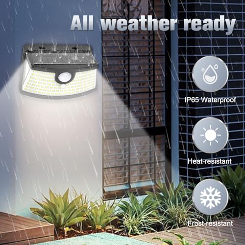 Aootek أضواء استشعار الحركة الشمسية الجديدة من Aootek 120 LED مع عاكس الضوء، زاوية واسعة 270°، مقاومة للماء IP65، أضواء خطوات للباب الأمامي، الفناء، المرآب، السطح (عبوة 6 قطع مع زر أمامي) - Image 2
