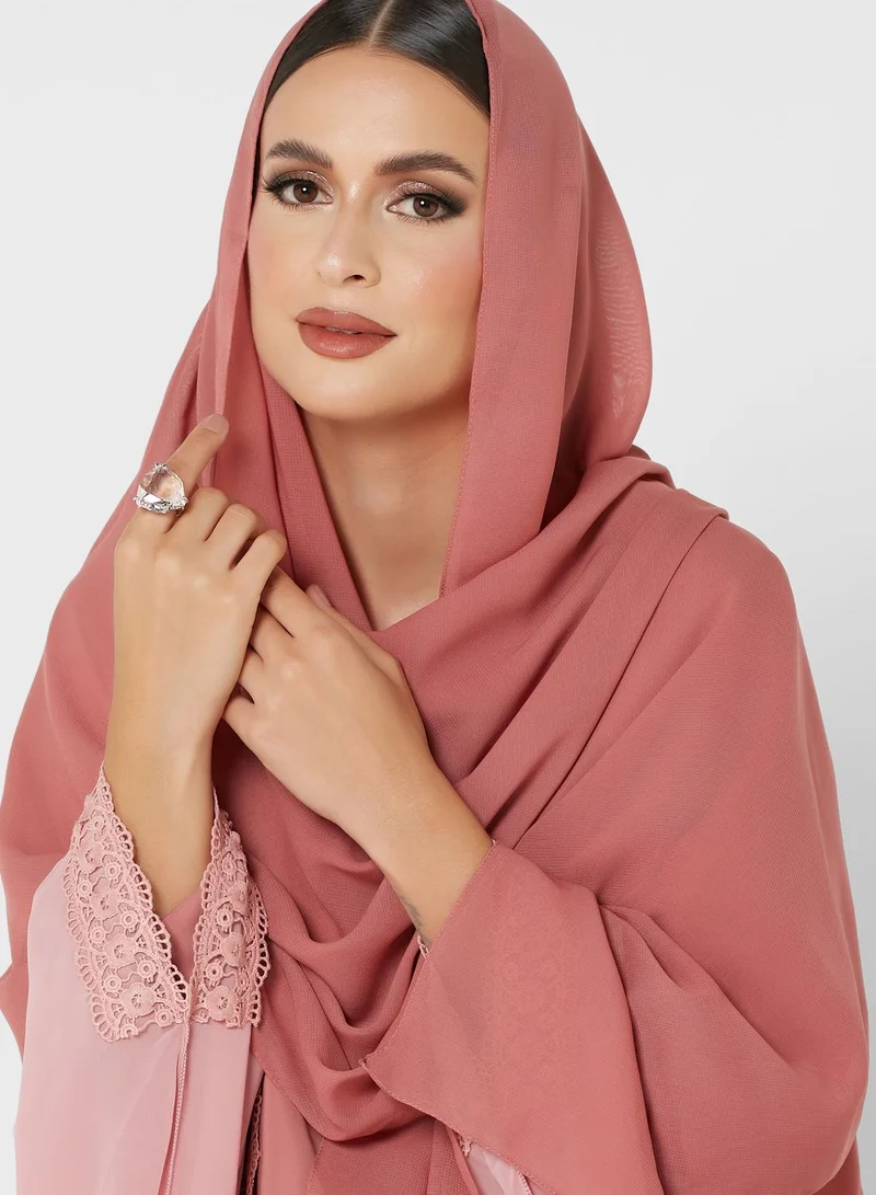 Khizana Embroidered Front Abaya With Sheila