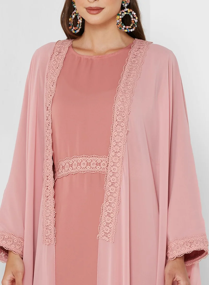 Khizana Embroidered Front Abaya With Sheila