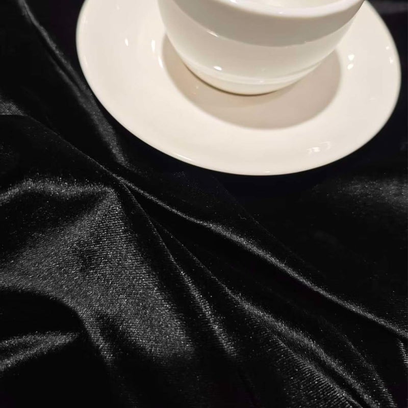 Topwon Square Black Velvet Tablecloth for Nightstand Solid Color Coffee Table Cover with Tassel Soft Velvet Fabric Washable Wipeable Bedside Table Cover for Indoor Outdoor Home Kitchen Decoration (24 Inch) - Image 4