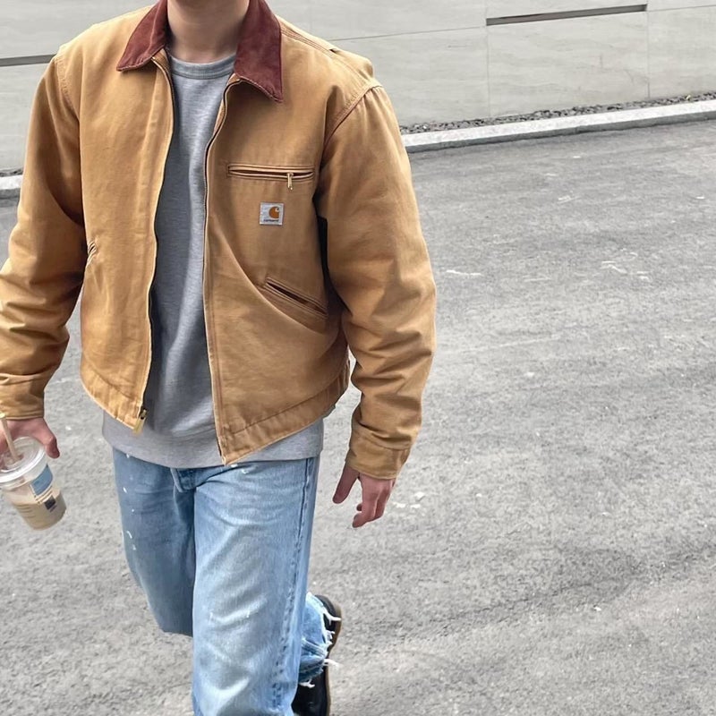 كار هارت قماش شتوي للزوجين ديترويت ثقيل طوق نجمة عبور أدوات سميك مبطن مقطع - Image 2