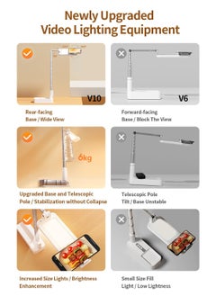 XiuWoo Adjustable Phone Stand, Rotating Phone Mount with Light, Desktop Tripod for Live Video Recording Pink  - Image 4