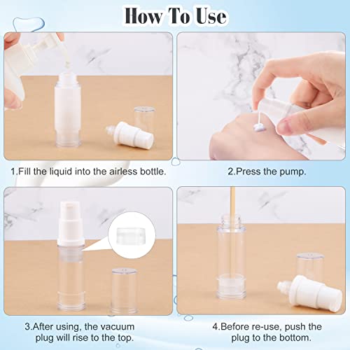 Cositina 20Pcs 5ml/0.17oz Airless Pump Bottle Refillable Plastic Airless Vacuum Dispenser Portable Clear Cosmetic Sample Vial Container Jars for Lotion Emulsion Toiletries Liquid Foundation - Image 5