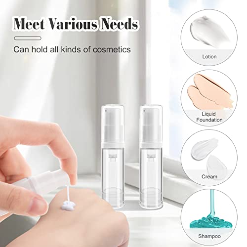 Cositina 20Pcs 5ml/0.17oz Airless Pump Bottle Refillable Plastic Airless Vacuum Dispenser Portable Clear Cosmetic Sample Vial Container Jars for Lotion Emulsion Toiletries Liquid Foundation - Image 4