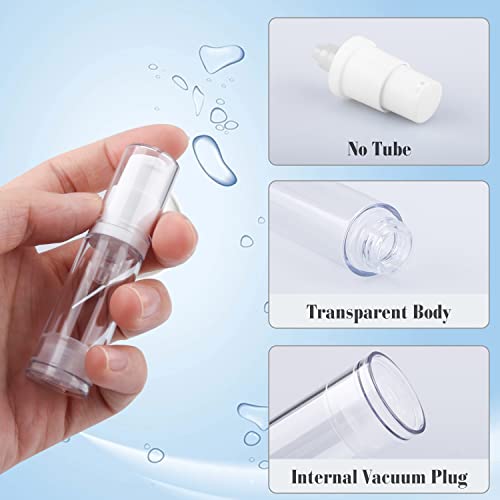 Cositina 20Pcs 5ml/0.17oz Airless Pump Bottle Refillable Plastic Airless Vacuum Dispenser Portable Clear Cosmetic Sample Vial Container Jars for Lotion Emulsion Toiletries Liquid Foundation - Image 3