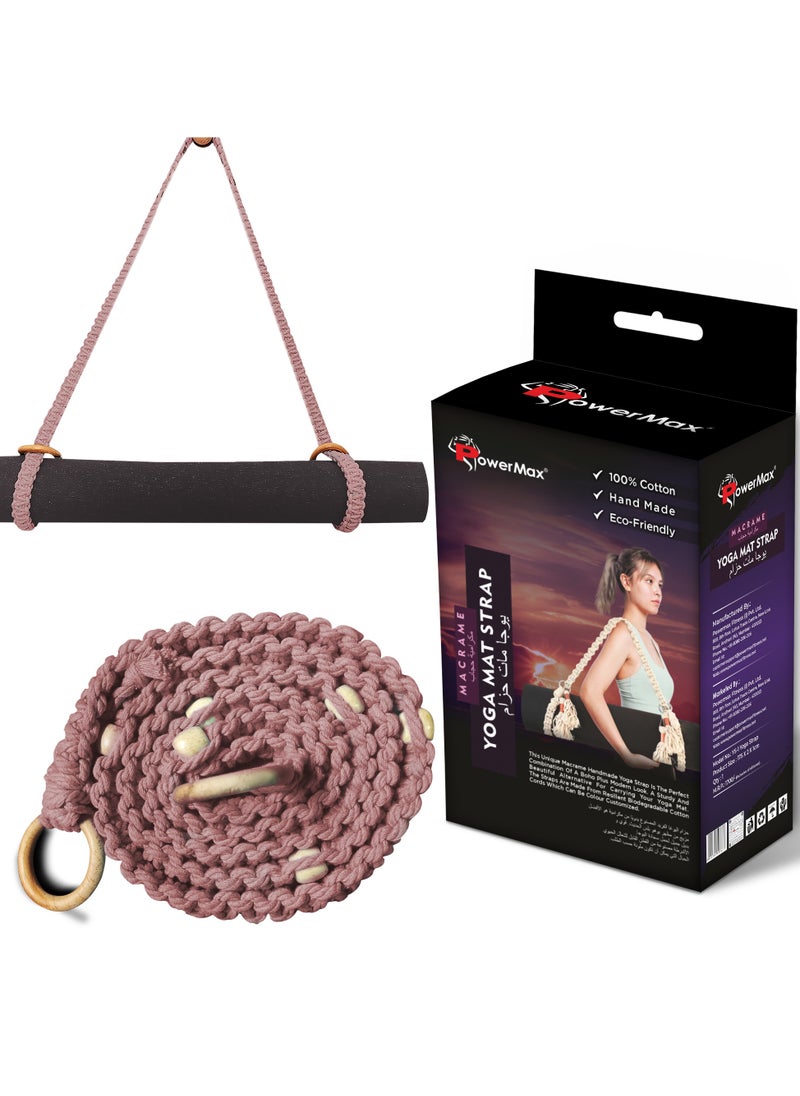 PowerMax Fitness PowerMax Fitness 100% Cotton Macramé Boho style Hand Woven Yoga Mat Carrying Strap, Multi-Purpose Strap/Carrier for Your Yoga Mat, Exercise Mat and beach blanket  - Image 1