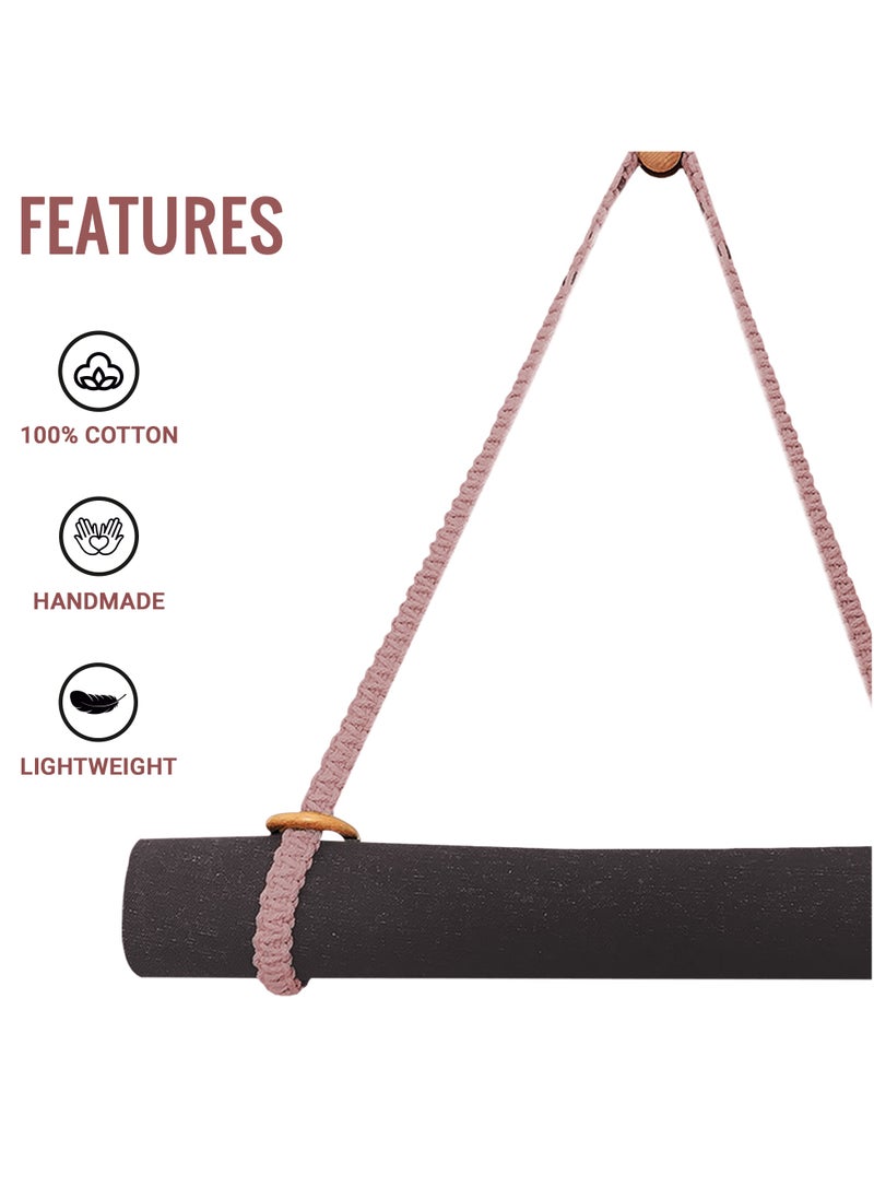 PowerMax Fitness PowerMax Fitness 100% Cotton Macramé Boho style Hand Woven Yoga Mat Carrying Strap, Multi-Purpose Strap/Carrier for Your Yoga Mat, Exercise Mat and beach blanket  - Image 3