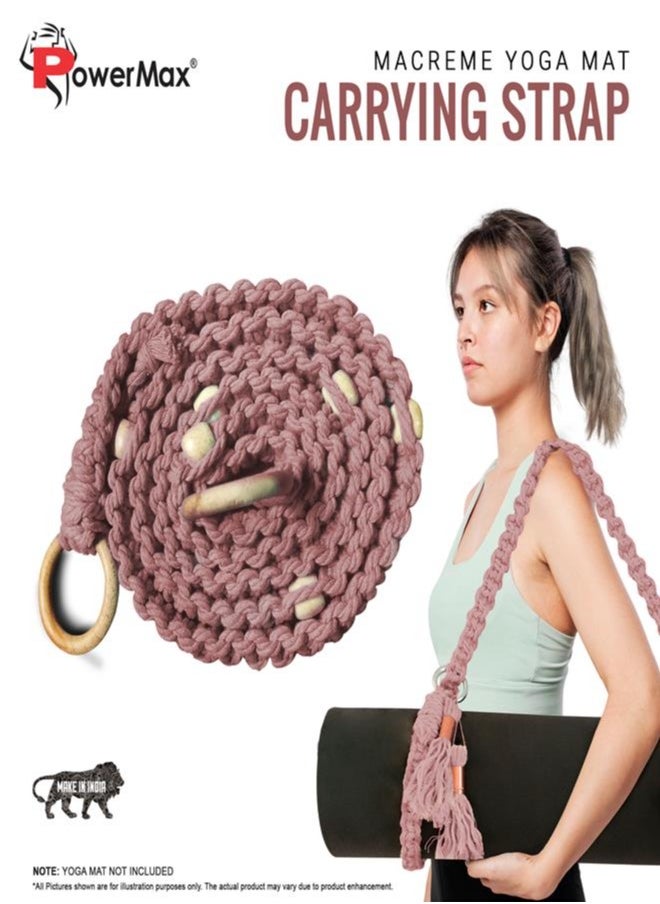 PowerMax Fitness PowerMax Fitness 100% Cotton Macramé Boho style Hand Woven Yoga Mat Carrying Strap, Multi-Purpose Strap/Carrier for Your Yoga Mat, Exercise Mat and beach blanket  - Image 2