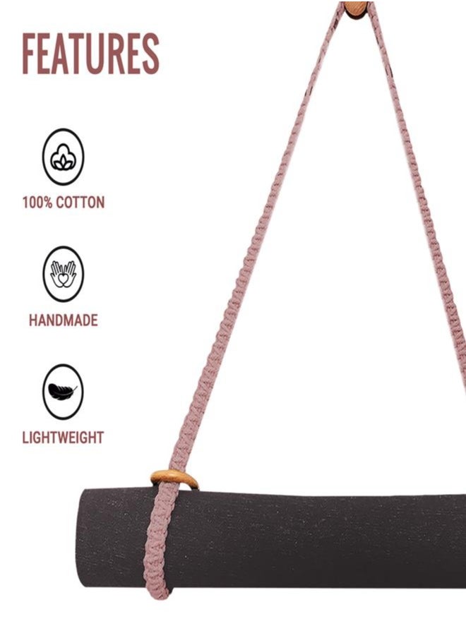 PowerMax Fitness PowerMax Fitness 100% Cotton Macramé Boho style Hand Woven Yoga Mat Carrying Strap, Multi-Purpose Strap/Carrier for Your Yoga Mat, Exercise Mat and beach blanket  - Image 3
