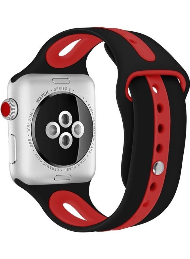 نيبمينينت سوار ساعة مفتوح بدرجتي لون لساعة أبل سيريس 7 مقاس 45 مم/6 SE و5 و4 44 مم/3 و2 و1 42 مم أسود/ أحمر - Image 1