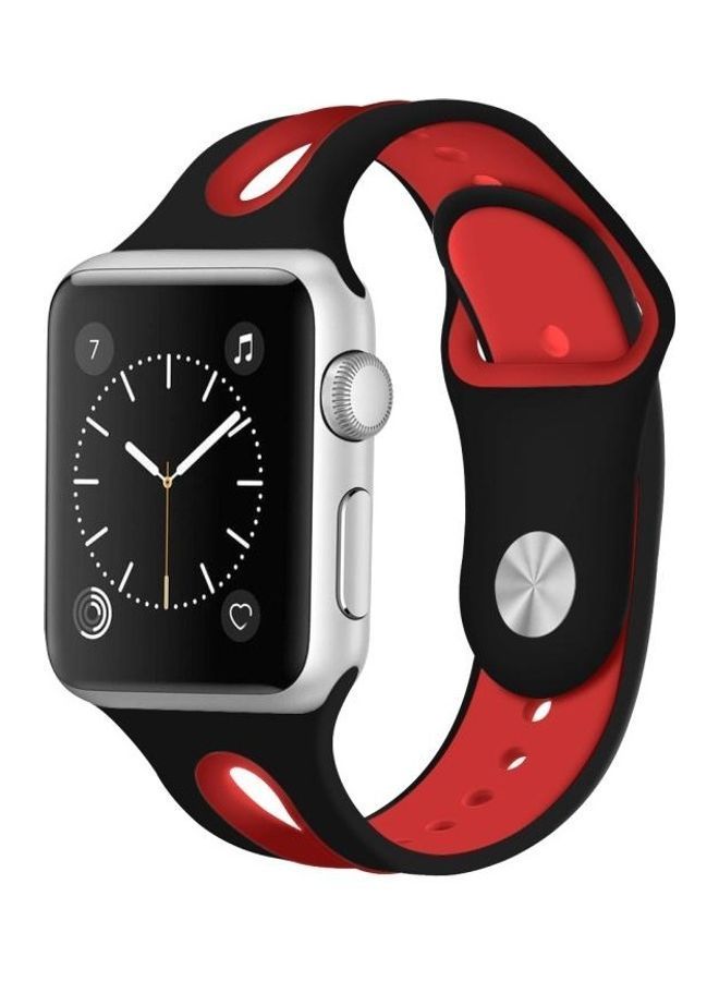 نيبمينينت سوار ساعة مفتوح بدرجتي لون لساعة أبل سيريس 7 مقاس 45 مم/6 SE و5 و4 44 مم/3 و2 و1 42 مم أسود/ أحمر - Image 3