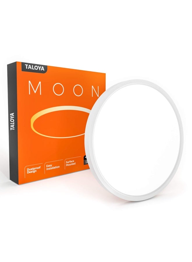 Taloya Flush Mount 12 Inch Ceiling Light Milk White Shell 20W Surface Mount Led Light Fixture For Bedroom Kitchen 3 Color Temperatures In One 3000K 4000K 6500K 0.94 Inch Thickness Round - Image 1