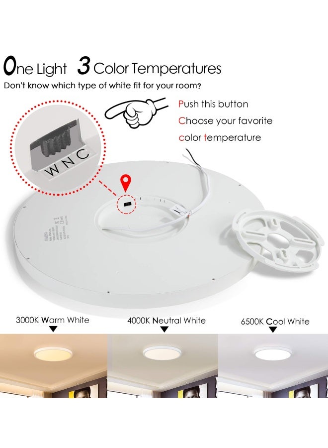 Taloya Flush Mount 12 Inch Ceiling Light Milk White Shell 20W Surface Mount Led Light Fixture For Bedroom Kitchen 3 Color Temperatures In One 3000K 4000K 6500K 0.94 Inch Thickness Round - Image 2