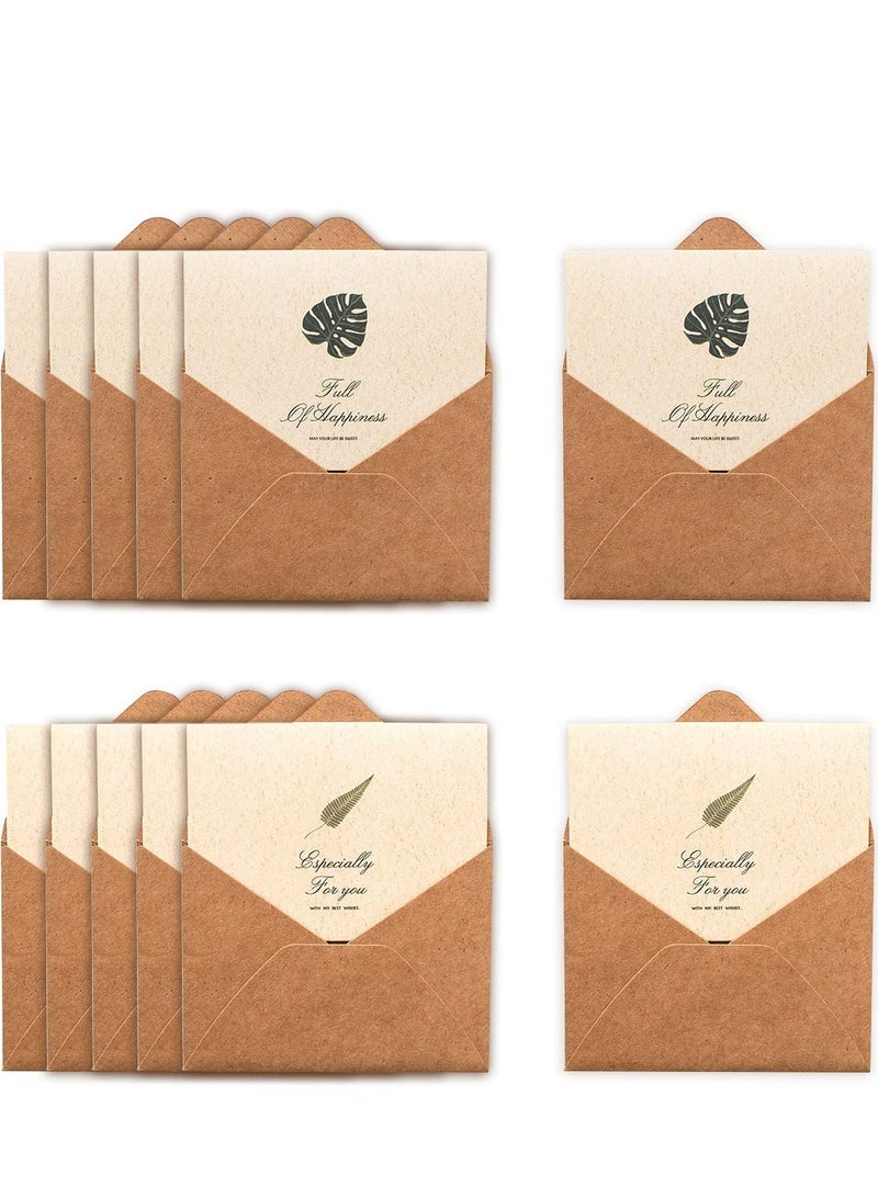 Greeting  Card Vintage Envelope Greeting Card Kraft Paper Greeting Card Envelope Greeting Cards with Sealing Stickers DIY Retro Kraft Paper Customized Greeting Cards (12PCS) - Image 1